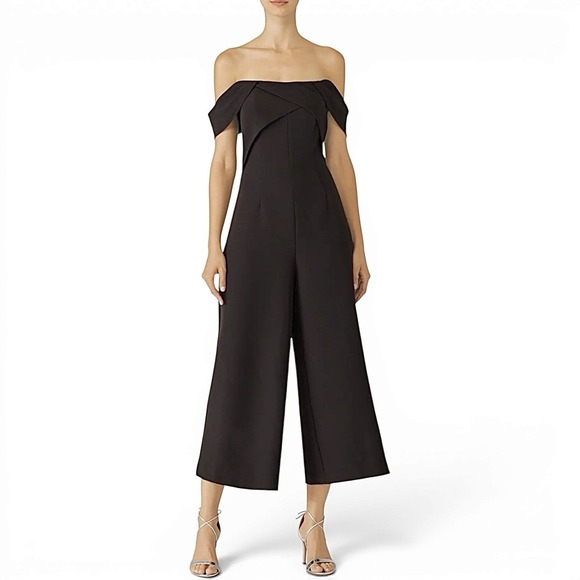 KEEPSAKE the Label Pants - Keepsake Shooting Star Jumpsuit Off Shoulder Wide Leg Crop Black Size Small NWT